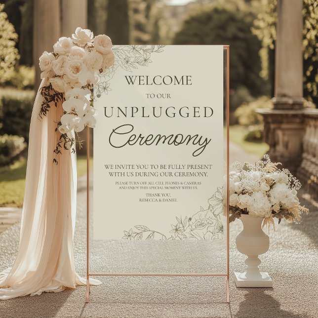 Botanical Unplugged Wedding Ceremony Poster Sign (Creator Uploaded)