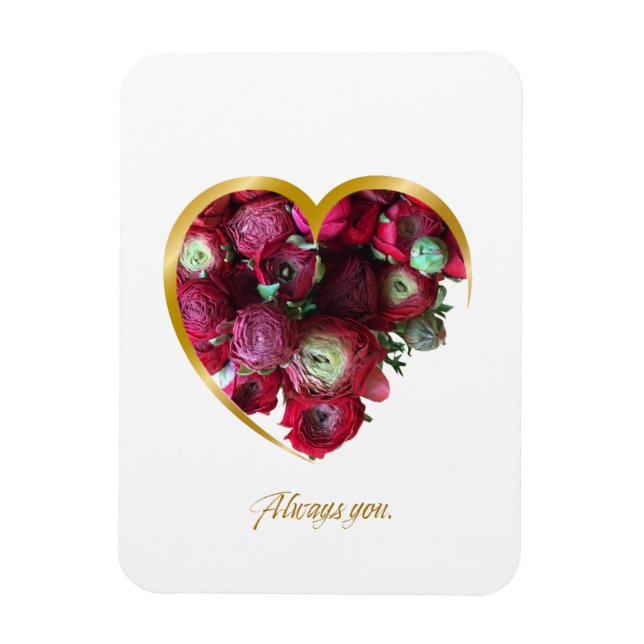 Botanical Valentine’s Day Card – Floral Heart with Magnet (Vertical)