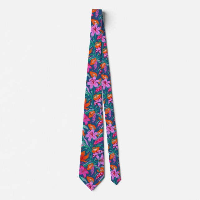 Botanical Vibrant Garden Neck Tie (Front)