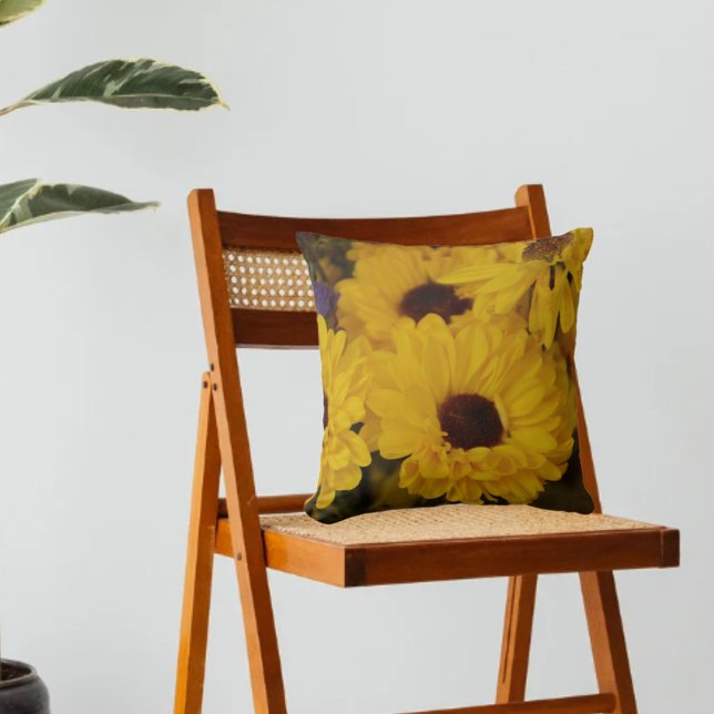 Botanical Viking Pom Mums Floral Throw Pillow (Creator Uploaded)