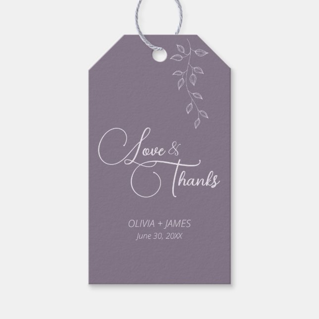 Botanical Vine Wedding Favor Tag Vintage Violet (Front)
