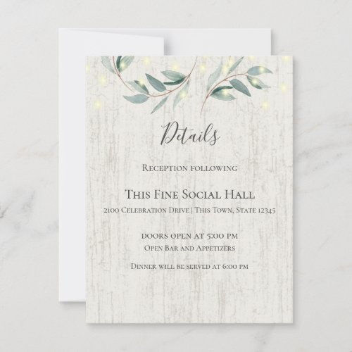 Botanical Vines and Lights Rustic Wedding  Invitation