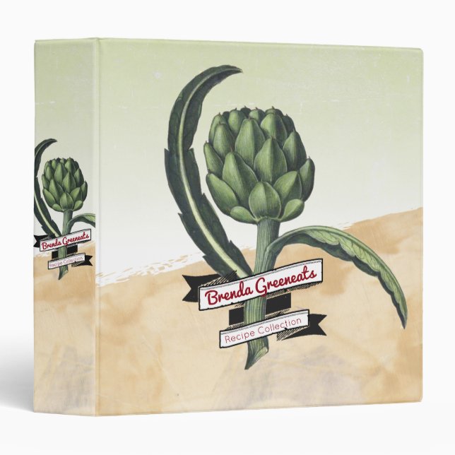 Botanical vintage artichoke recipe cookbook binder (Front/Spine)