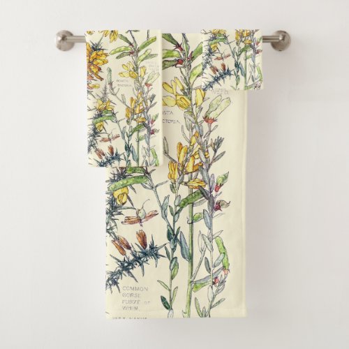 Botanical Vintage Broom Flowers Bath Towel Set