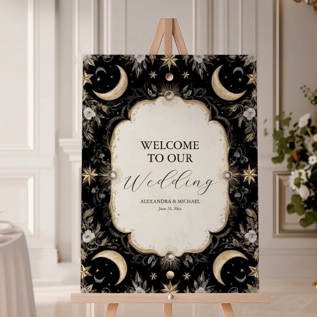 Botanical Vintage Celestial Moon Stars Wedding Foam Board (Creator Uploaded)
