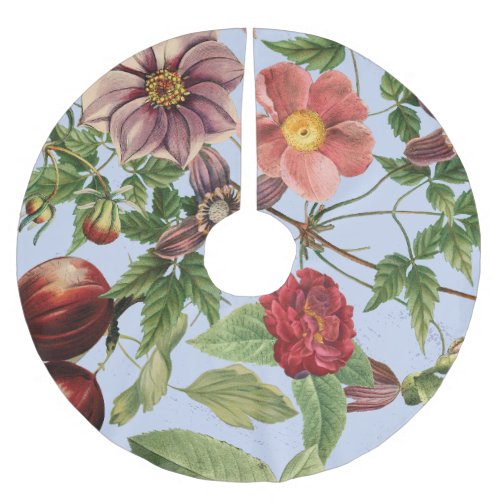 Botanical vintage design brushed polyester tree skirt