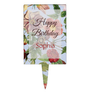 Botanical vintage design cake topper
