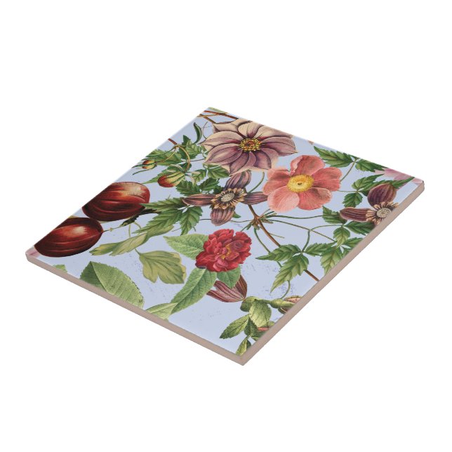 Botanical vintage design ceramic tile (Side)