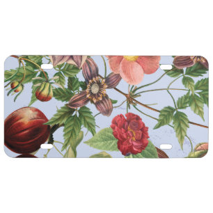 Botanical vintage design license plate