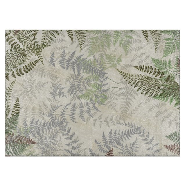 Botanical Vintage Fern Leaves Cutting Board (Front)