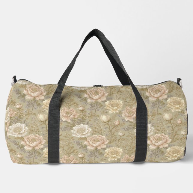 Botanical Vintage Floral Duffle Bag (Front)