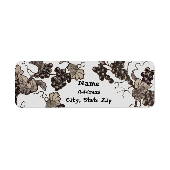 Botanical Vintage Grape Leaf Vines Sketch Elegant Label (Front)