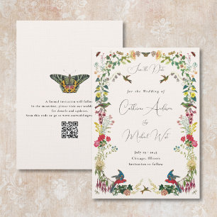Botanical Vintage Hummingbird Garden Wedding Save The Date
