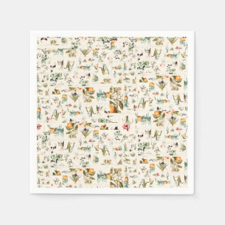 Botanical Vintage Illustrations Collage Napkins