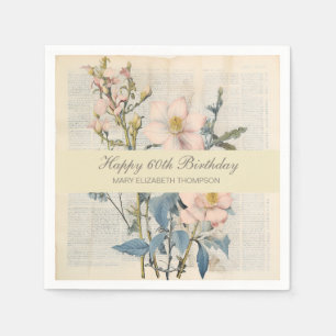 Botanical Vintaqe Wildflower 60th Birthday Napkins