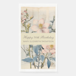 Botanical Vintaqe Wildflower 70th Birthday Paper Guest Towels
