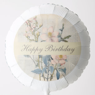 Botanical Vintaqe Wildflower Happy Birthday Balloon