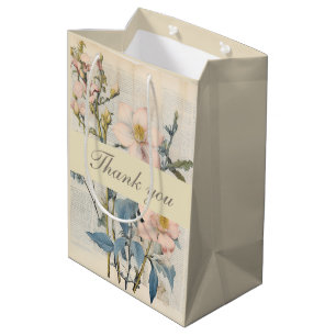 Botanical Vintaqe Wildflower Thank You Medium Gift Bag
