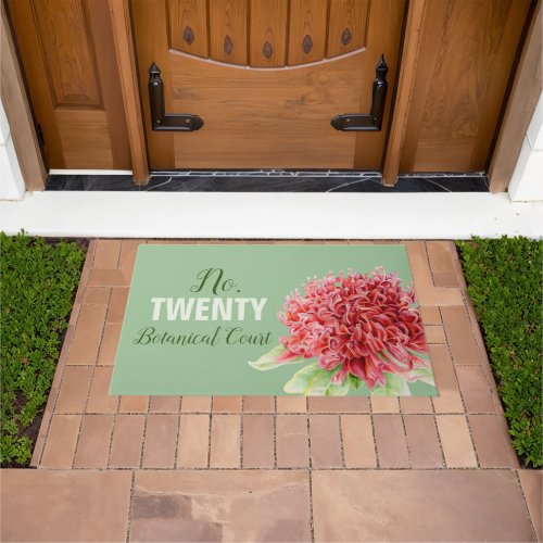 Botanical waratah red flower doormat