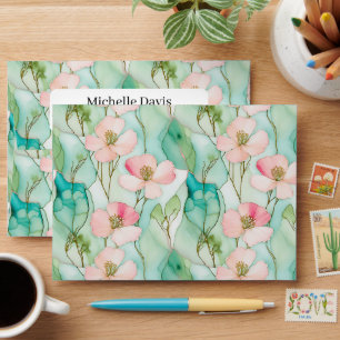 Botanical Watercolor Art Soft Pink Petals Envelope