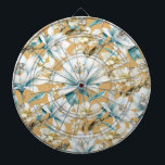 Botanical watercolor blue white gold lily floral dart board<br><div class="desc">This botanical watercolor floral custom designed for print! It features a blue,  white,  and gold lily floral pattern on an orange-brown background. It's girly! It's stylish! It's trendy! Enjoy this classic and fabulous pattern for your next purchase. All designs are printed.</div>