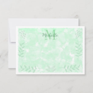 Botanical Watercolor Branches Leaves Monogram Note Card