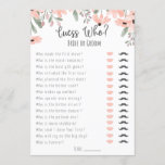 Botanical Watercolor Bridal Shower Guess Who Game Program<br><div class="desc">Beautiful botanical watercolor in sage green and peachy-pinks features script lettering and whimsical lips and mustaches to complete this fun bridal shower "Guess Who" game for your bridal shower guests. Coordinates well with other botanical watercolor invitations signage in the collection.</div>