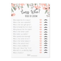 Botanical Watercolor Bridal Shower Guess Who Game Program