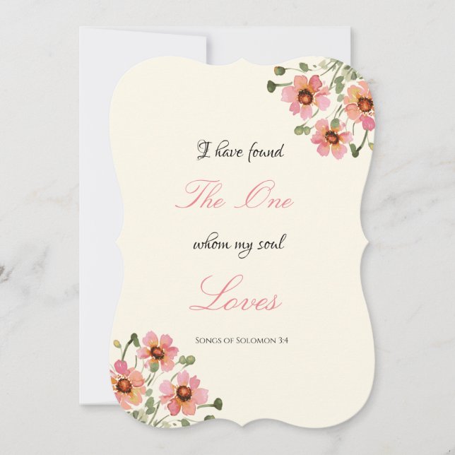 Botanical Watercolor Christian Wedding Invitation (Front)