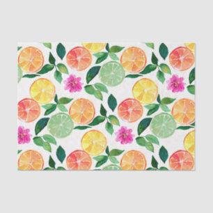 Botanical Watercolor Citrus Floral Pattern Tissue Paper