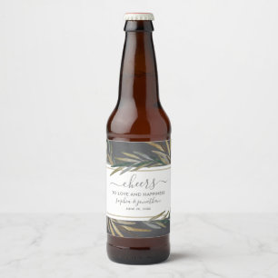 Botanical Watercolor Custom Chalkboard Wedding Beer Bottle Label