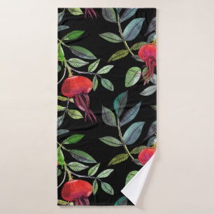 Botanical watercolor drawing dogrose pattern. Brig Bath Towel