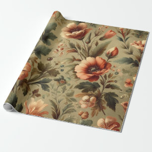 Botanical Watercolor Elegant Autumn Florals  Wrapping Paper