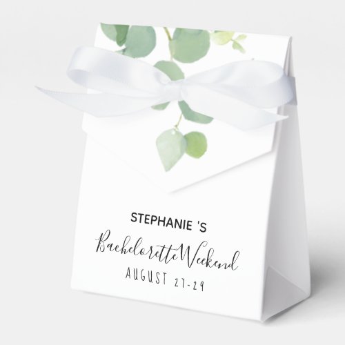 Botanical Watercolor Eucalyptus Bachelorette     Favor Boxes