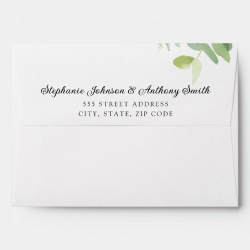 Botanical Watercolor Eucalyptus Leaves Wedding Envelope
