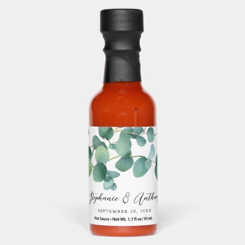 Botanical Watercolor Eucalyptus Wedding Hot Sauces