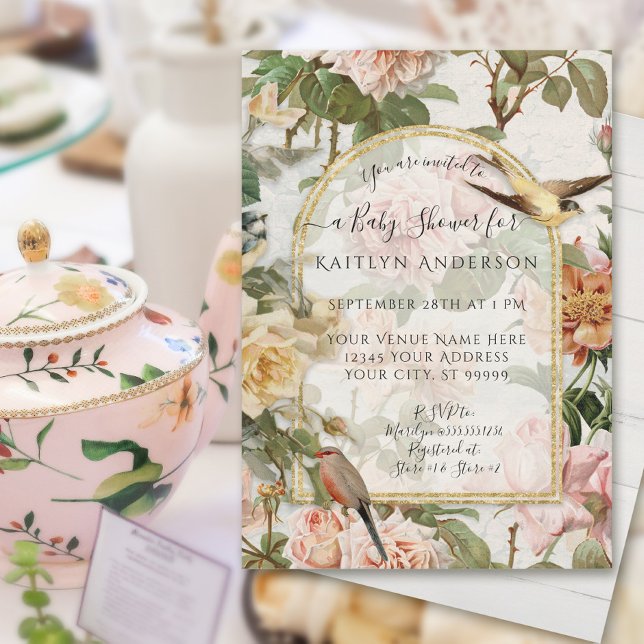 Botanical Watercolor Floral Birds Baby Girl Shower (Creator Uploaded)