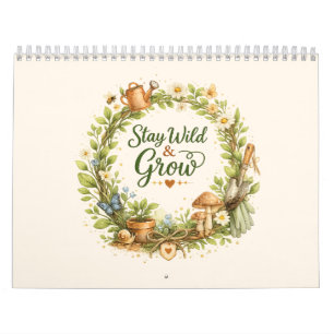 Botanical Watercolor Floral Wreath Inspirational Calendar