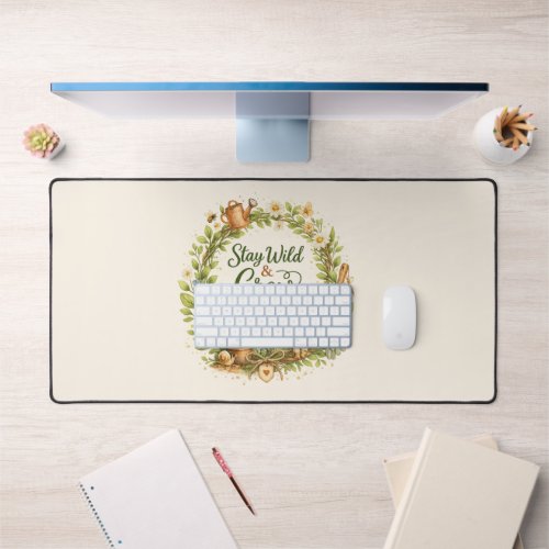 Botanical Watercolor Floral Wreath Inspirational Desk Mat