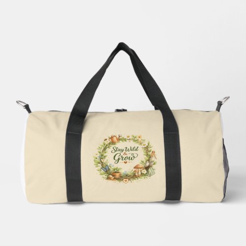 Botanical Watercolor Floral Wreath Inspirational Duffle Bag