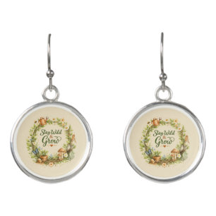Botanical Watercolor Floral Wreath Inspirational Earrings