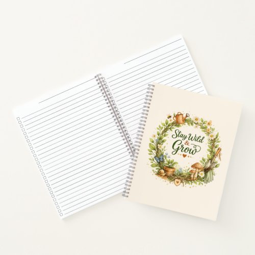 Botanical Watercolor Floral Wreath Inspirational Notebook