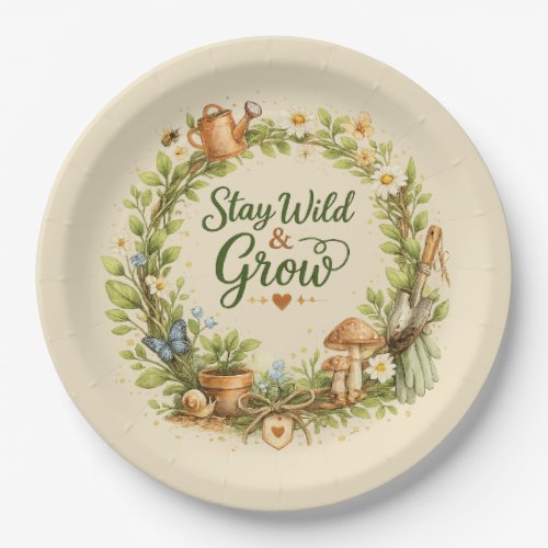 Botanical Watercolor Floral Wreath Inspirational Paper Plates