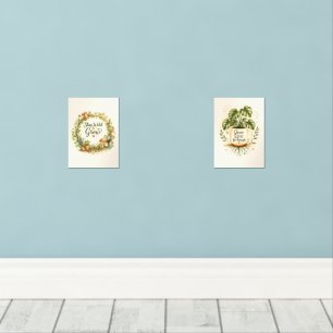 Botanical Watercolor Floral Wreath Inspirational Wall Art Sets