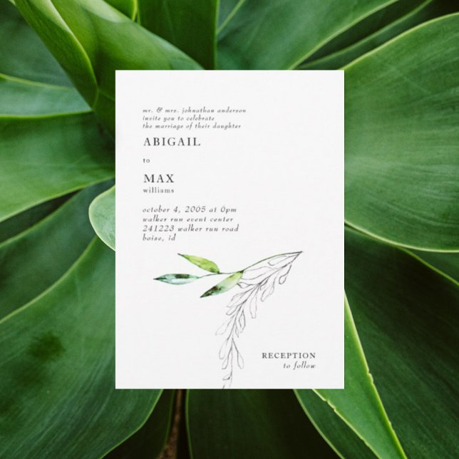 Botanical Watercolor Foliage Wedding  Invitation (Creator Uploaded)