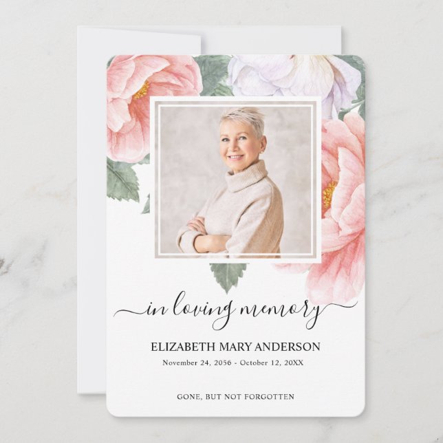 Botanical Watercolor Funeral Sympathy Prayer Card (Front)