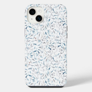 Botanical watercolor gray blue leaves on white iPhone 14 plus case