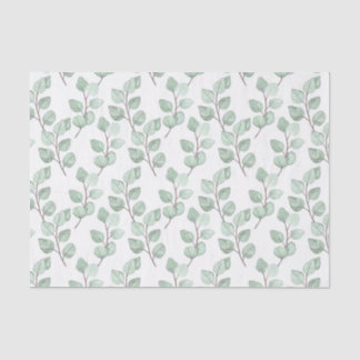 Botanical Watercolor Green Leaves Rustic Foliage Tissue Paper