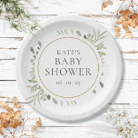 Botanical Watercolor Greenery Baby Shower Paper Plates<br><div class="desc">Featuring delicate watercolor leaves,  these modern gender-neutral baby shower,  sprinkle or couples shower paper plates can be personalized with your special event details. Designed by Thisisnotme©</div>