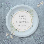 Botanical Watercolor Greenery Blue Baby Boy Shower Paper Plates<br><div class="desc">Featuring delicate watercolor greenery leaves,  these modern blue baby boys' shower,  sprinkle,  or couples shower paper plates can be personalized with your special event details. Designed by Thisisnotme©</div>